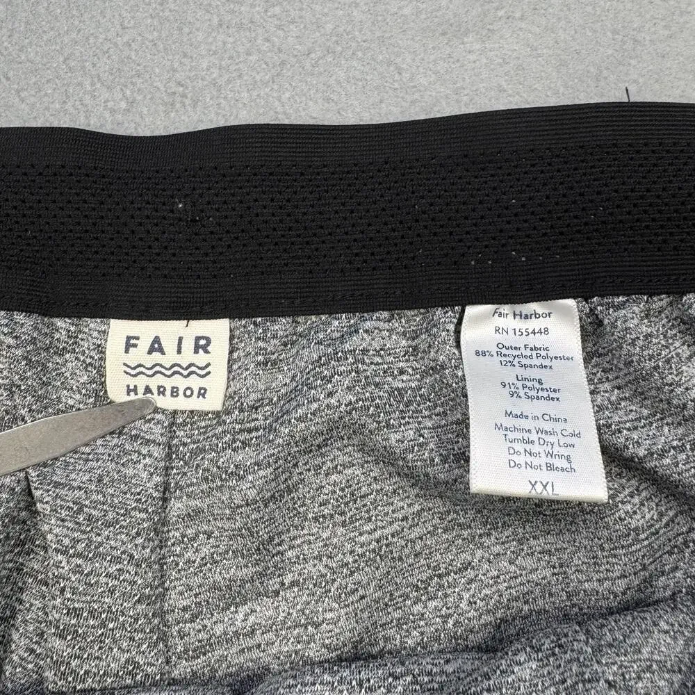 Fair Harbor Swim Trunks Mens 2XL Black Striped Board Shorts Lined Stretch